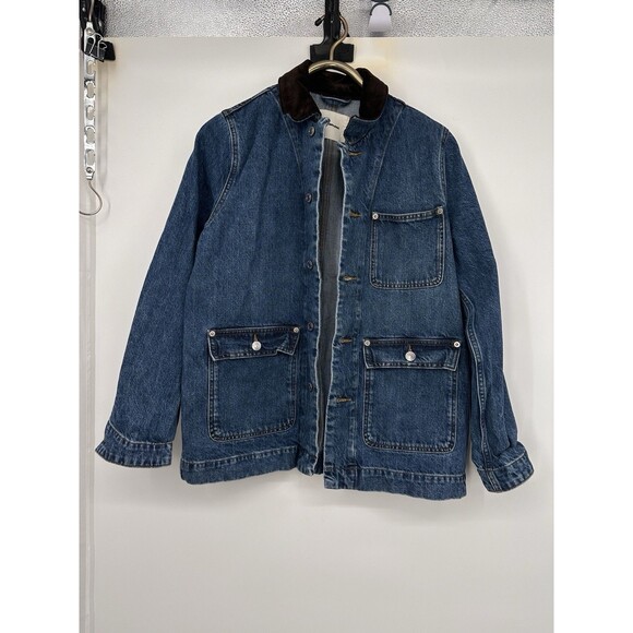 Everlane The Ranch Jacket in Denim  Size M EUC Cord collar button closure - Picture 4 of 11